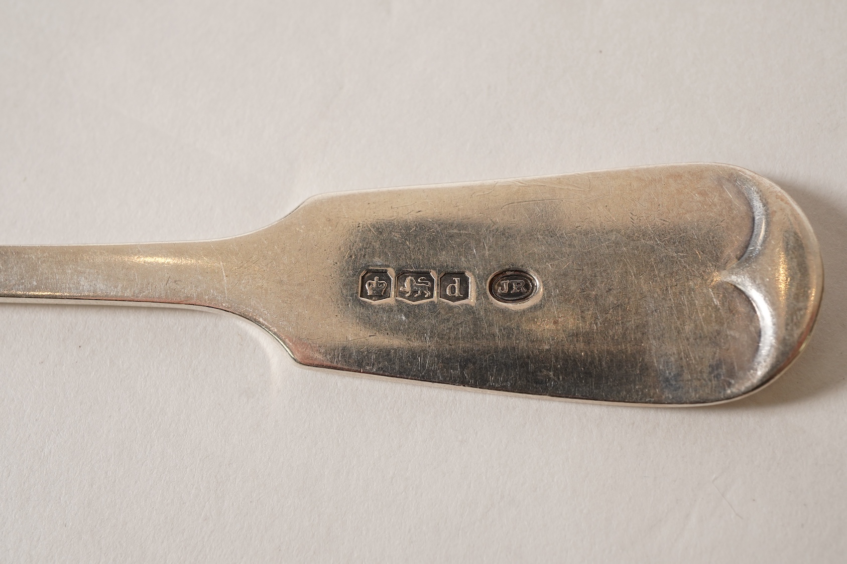 A George V silver part canteen of fiddle pattern flatware by John Round